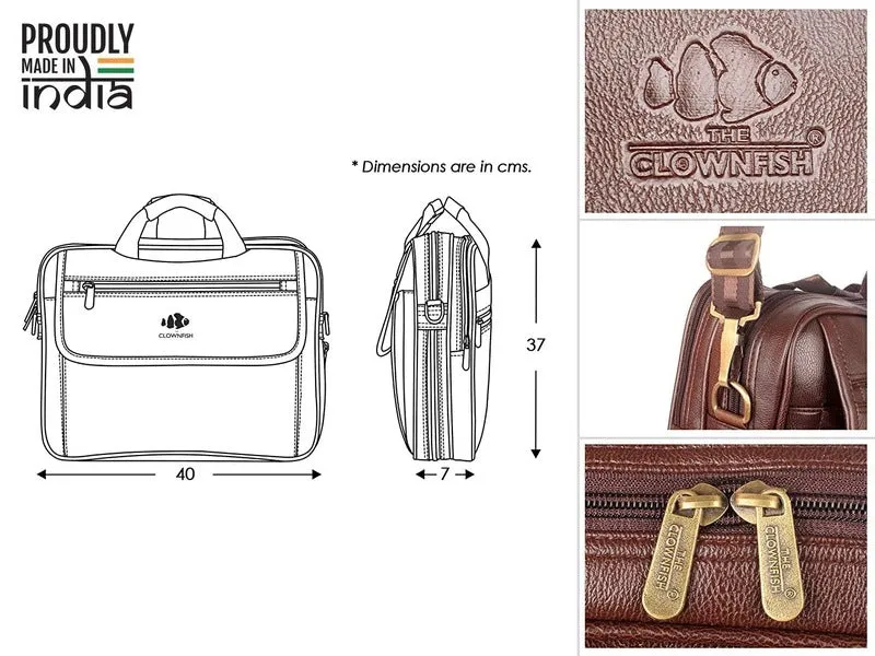 15.6-Inch Laptop Briefcase - Expandable Design, Vegan Leather | Shoulder Strap | Chocolate