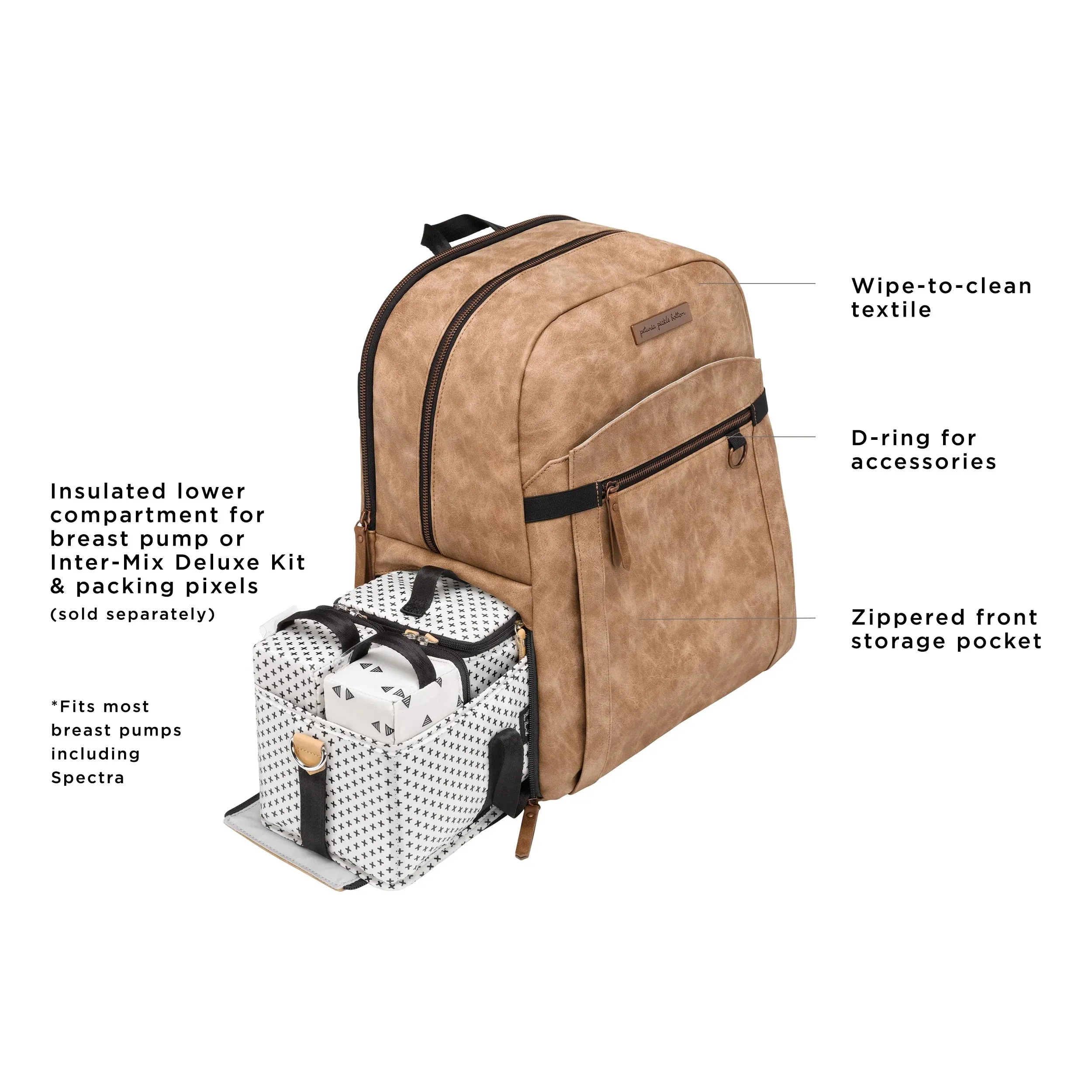 2-in-1 Provisions Breast Pump & Diaper Bag Backpack in Brioche