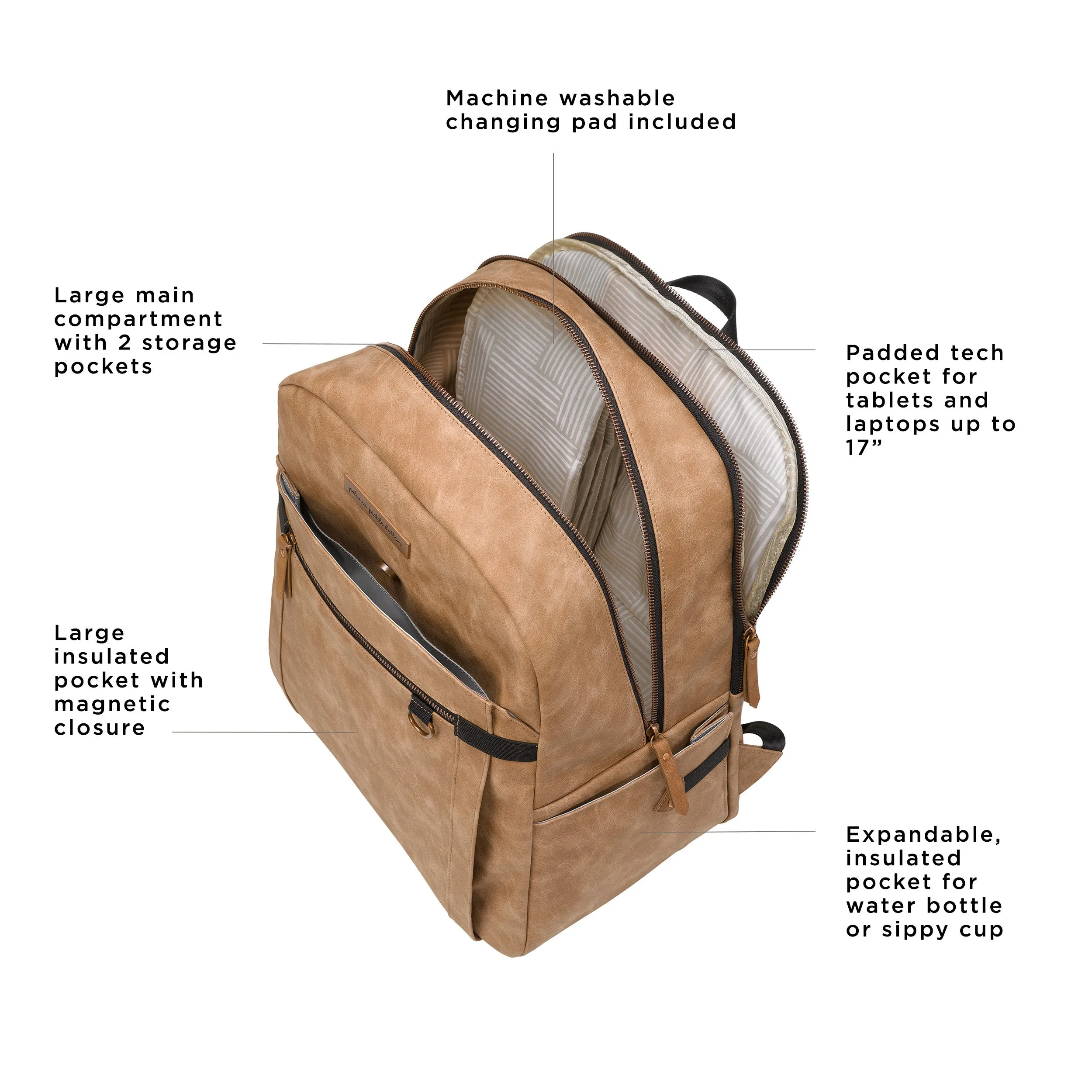 2-in-1 Provisions Breast Pump & Diaper Bag Backpack in Brioche