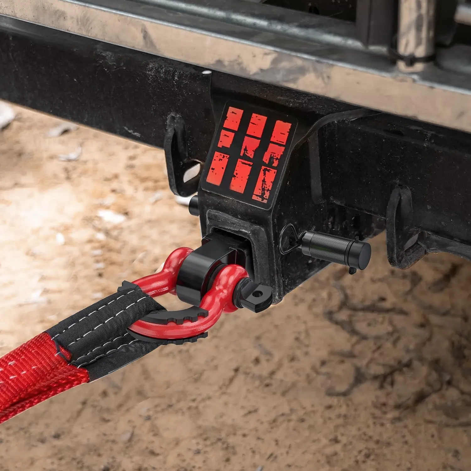 2 Inch Anti-Theft Shackle Hitch Receiver Set Red Black