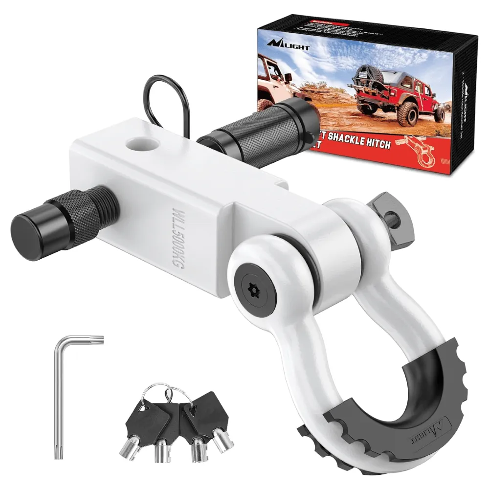 2 Inch Anti-Theft Shackle Hitch Receiver Set White