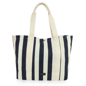 Accessorize London Women's Faux Leather Beige Stripe shopper Bag