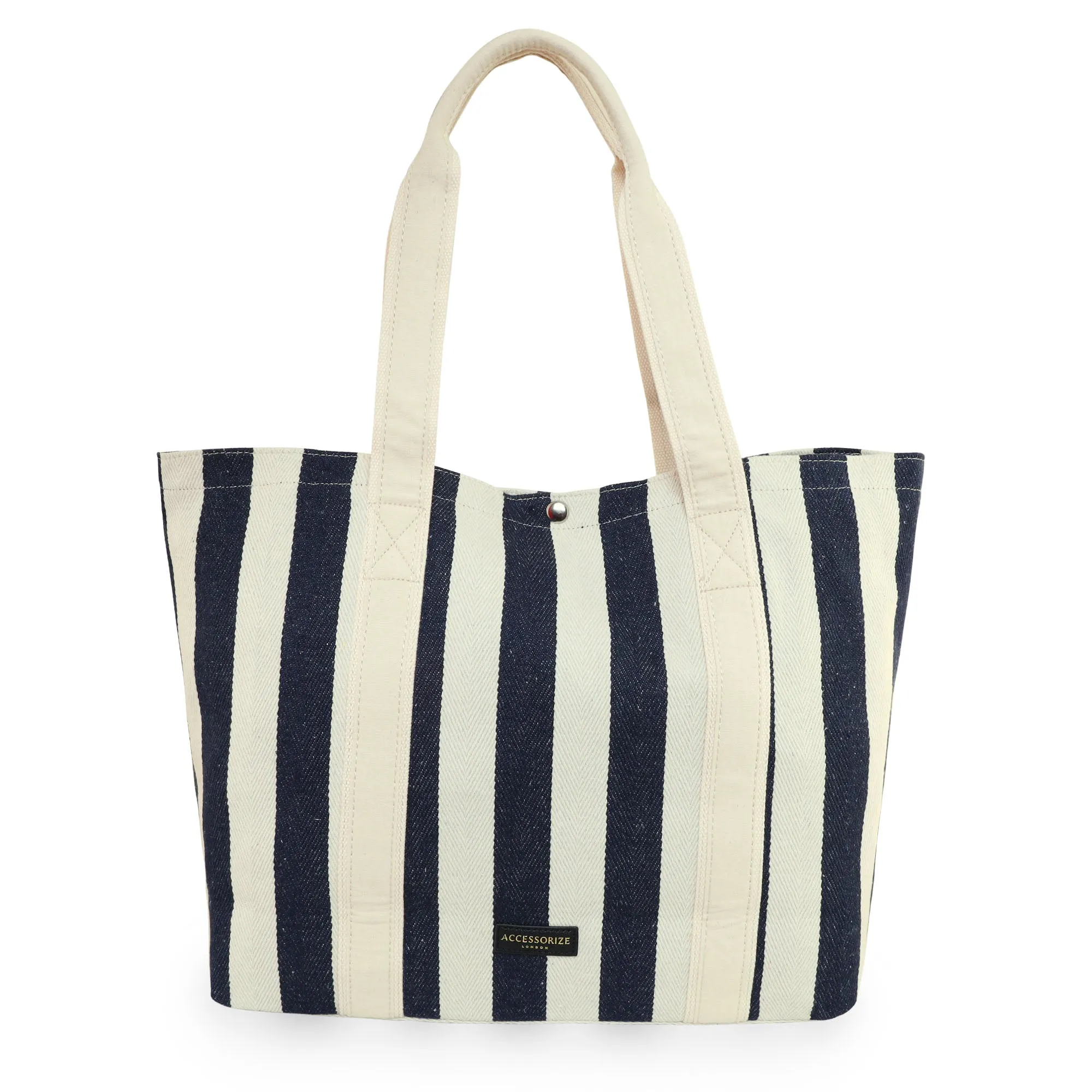 Accessorize London Women's Faux Leather Beige Stripe shopper Bag