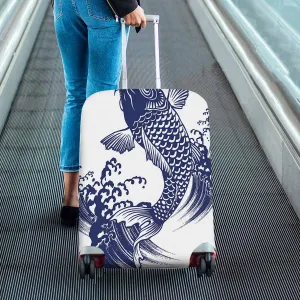 Animals themed Cover for Luggage suitcase printed A carp with a writing brush