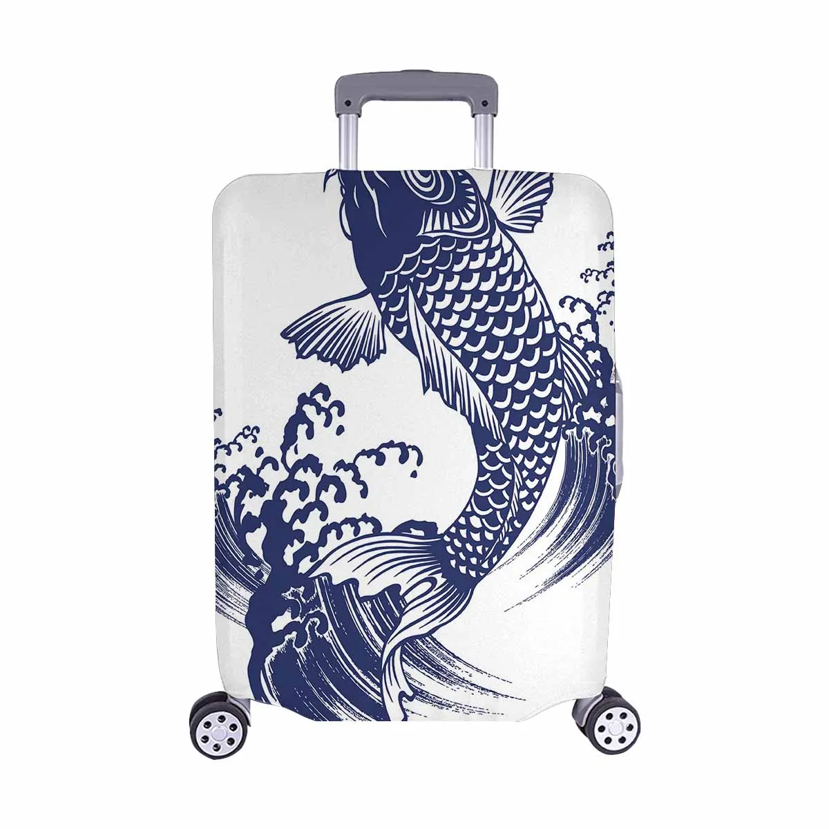Animals themed Cover for Luggage suitcase printed A carp with a writing brush