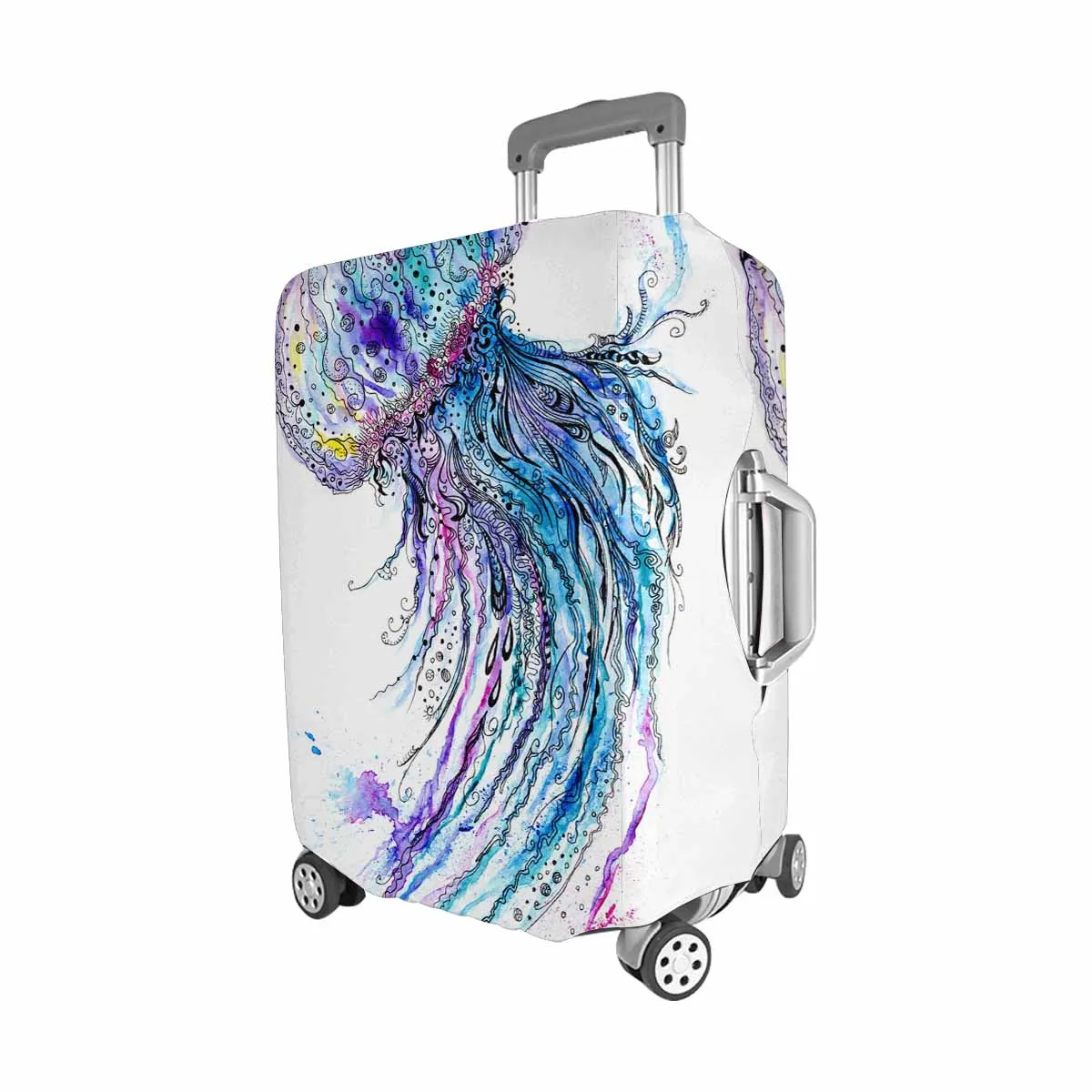 Animals themed Cover for Luggage suitcase printed Jelly fish watercolor and ink painting
