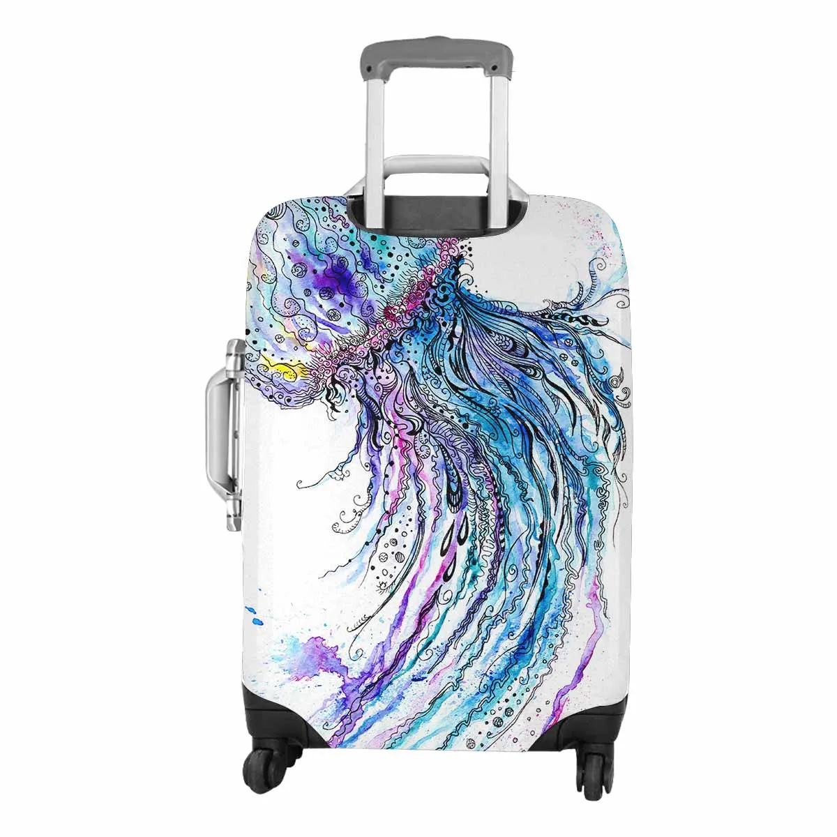Animals themed Cover for Luggage suitcase printed Jelly fish watercolor and ink painting
