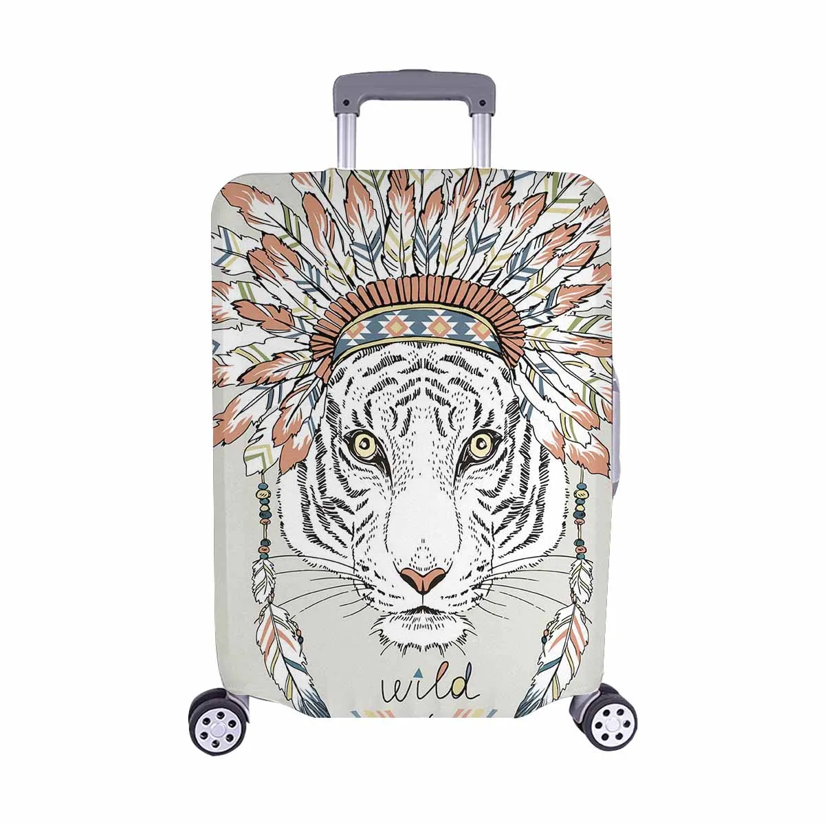 Animals themed Cover for Luggage suitcase printed Native american tiger in war bonnet