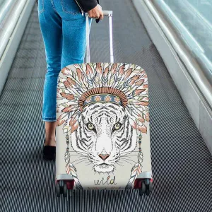 Animals themed Cover for Luggage suitcase printed Native american tiger in war bonnet