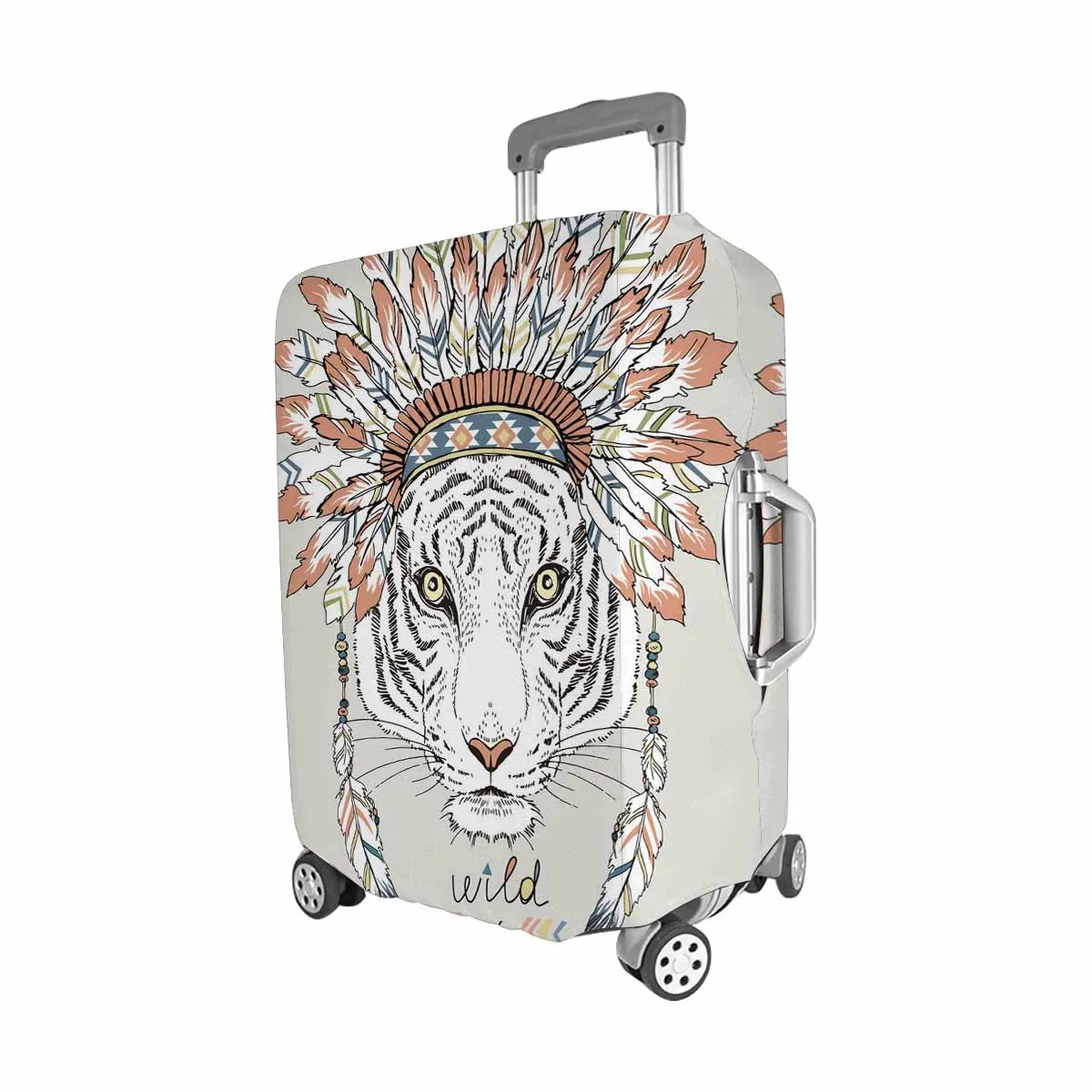 Animals themed Cover for Luggage suitcase printed Native american tiger in war bonnet