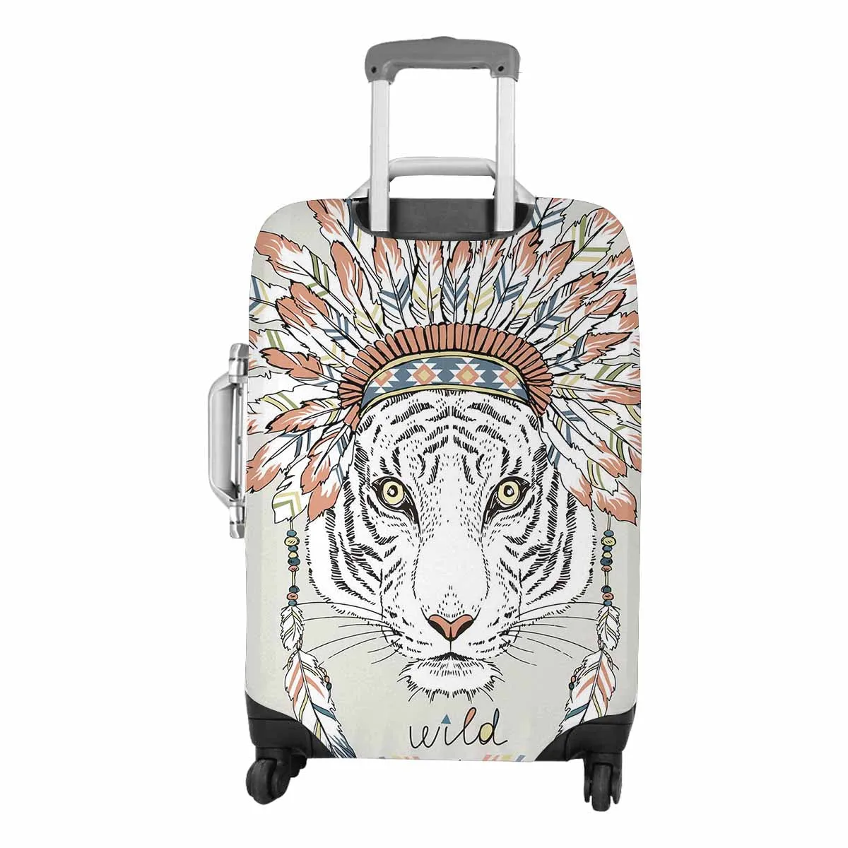 Animals themed Cover for Luggage suitcase printed Native american tiger in war bonnet