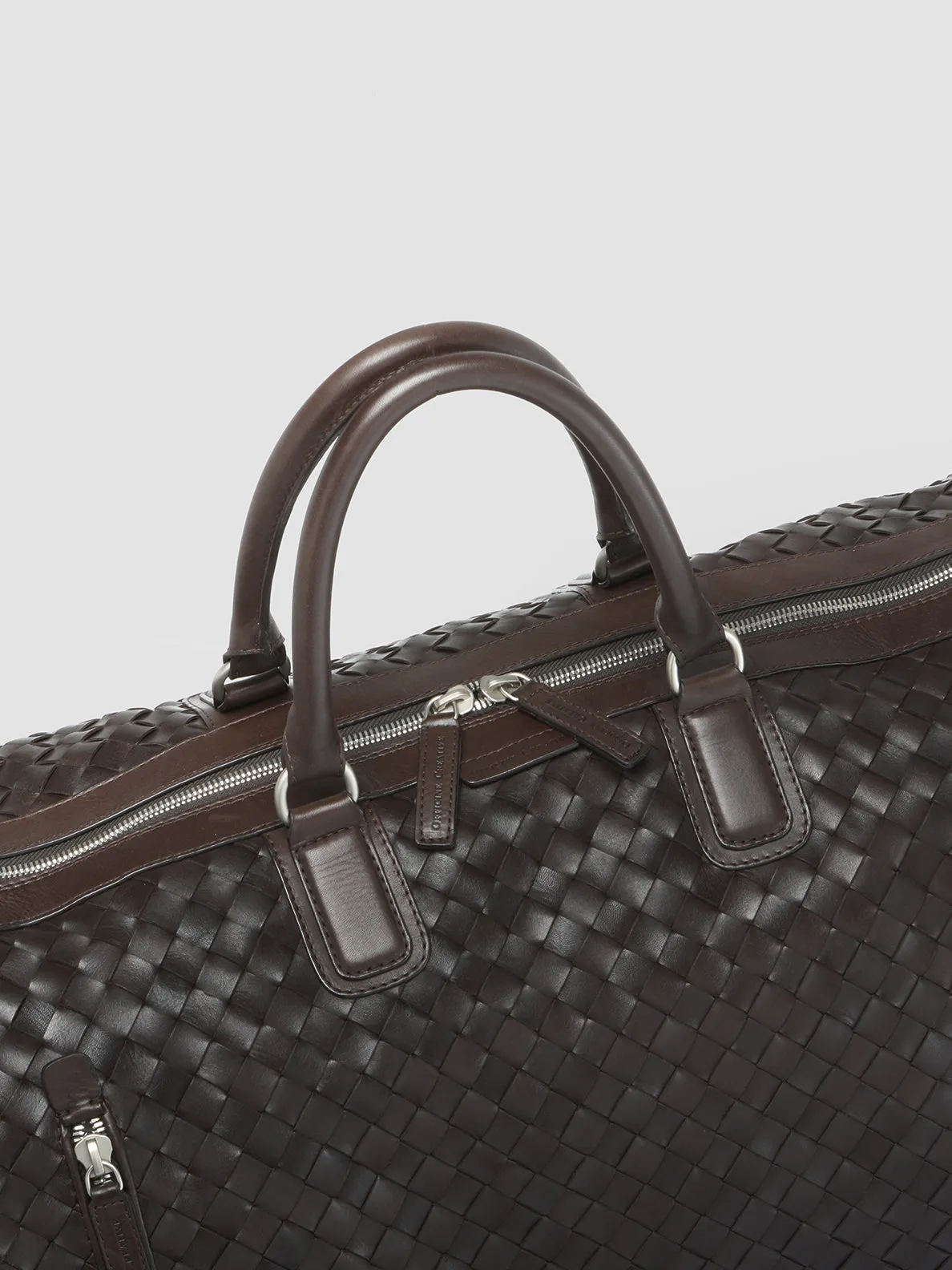 ARMOR 01 - Brown Woven Leather Weekender