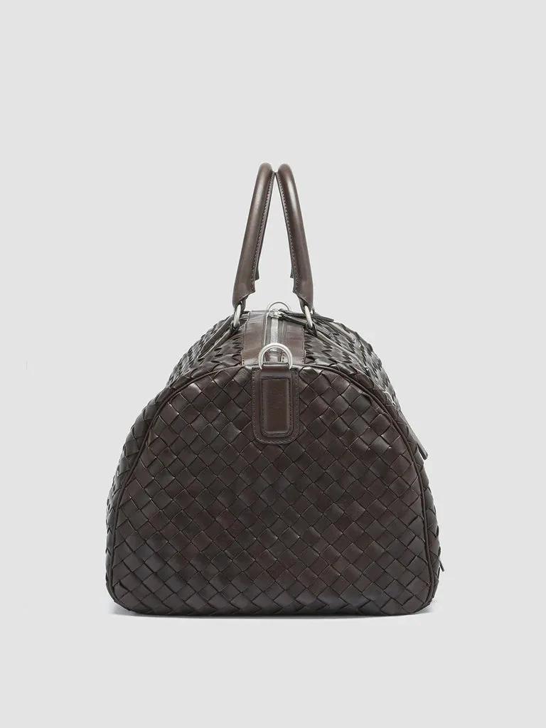 ARMOR 01 - Brown Woven Leather Weekender