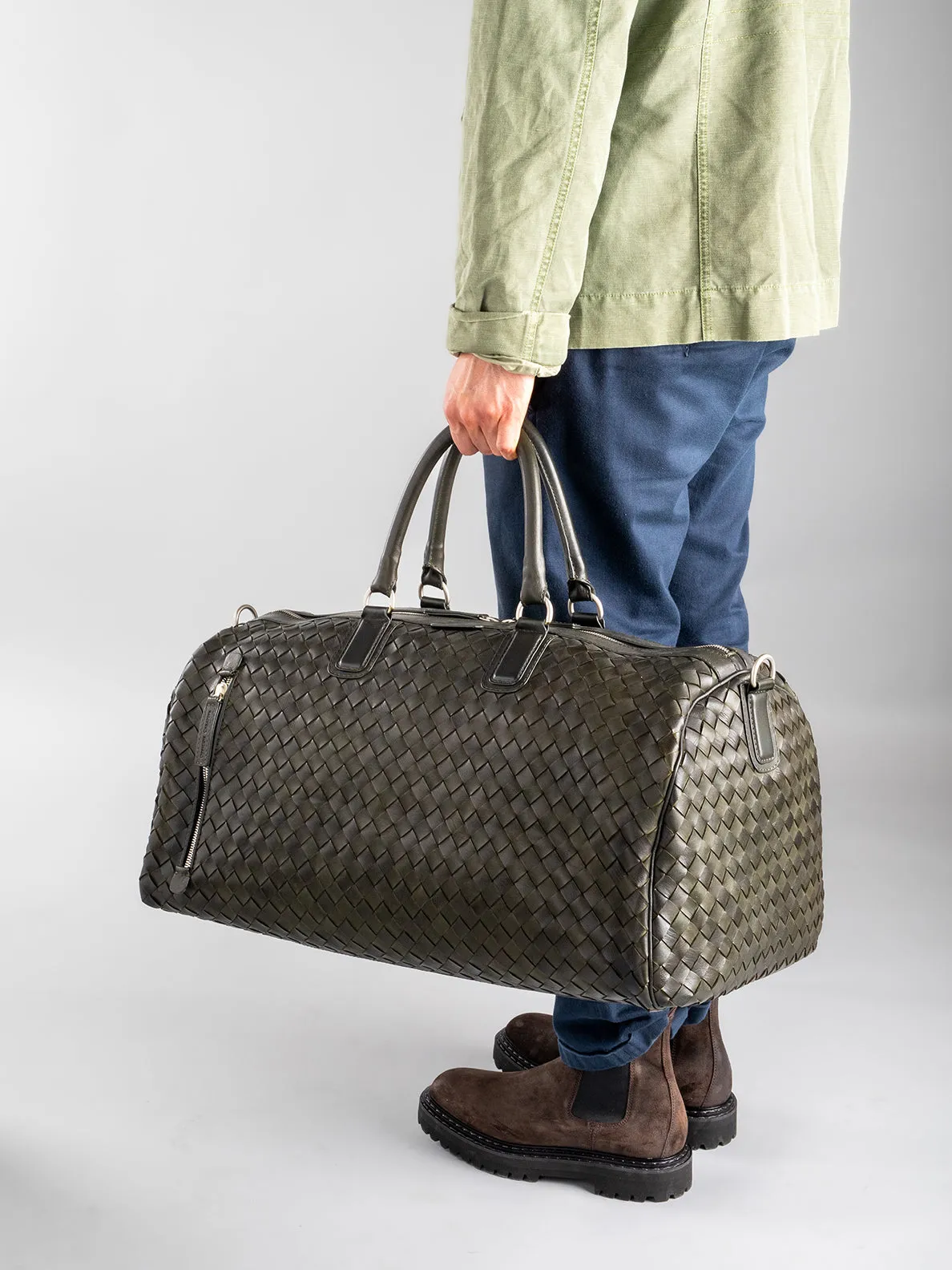 ARMOR 01 - Brown Woven Leather Weekender