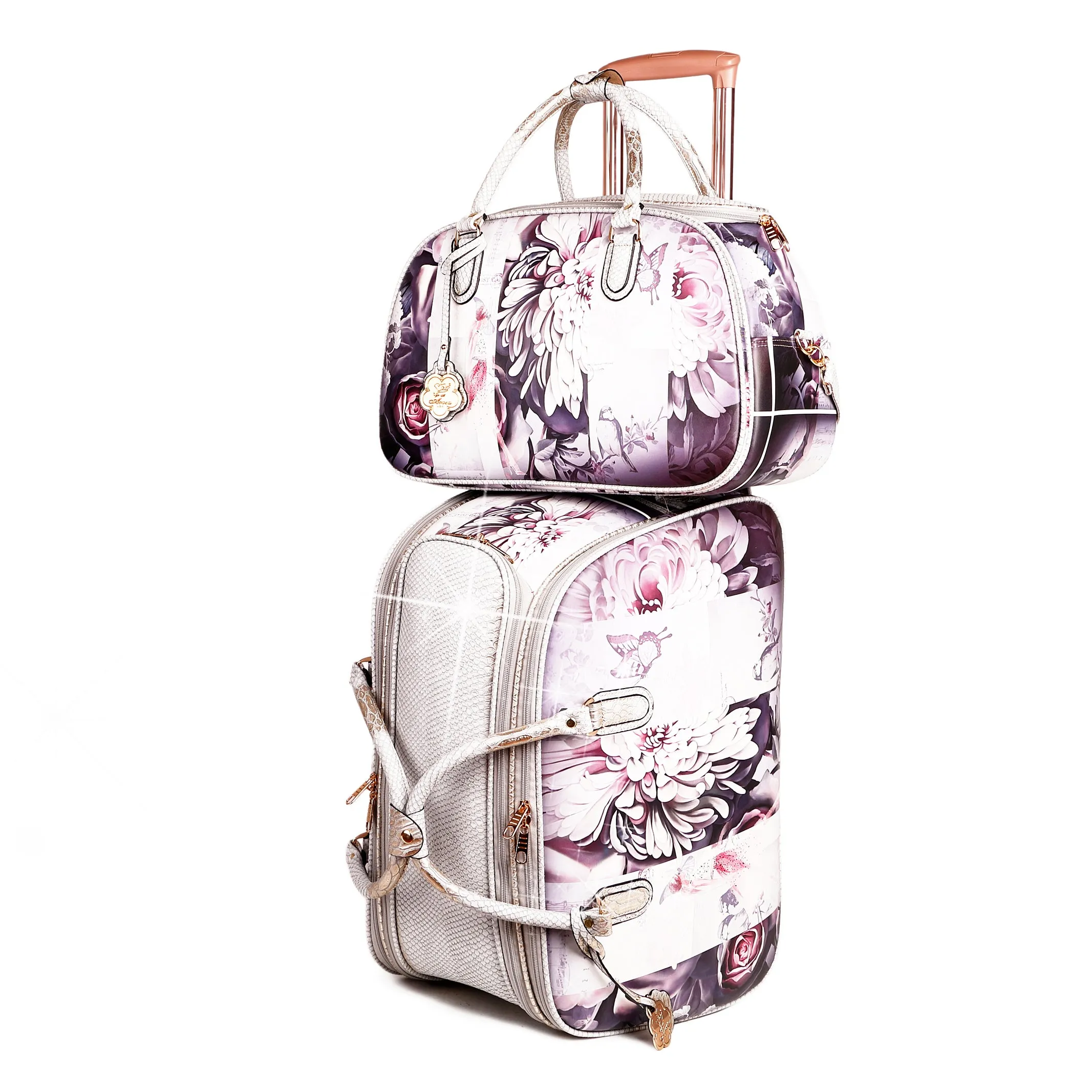 Arosa Luxurious Floral Print 2-Piece Luggage Set