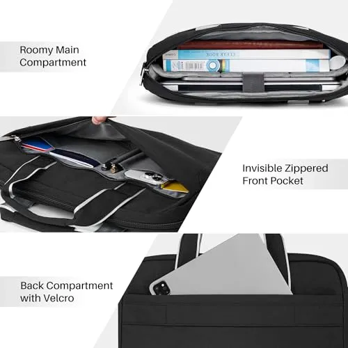BAFFINA 15.6 16 Inch Laptop Shoulder Bag for Men Women,Waterproof Computer Carrying Case Messenger Bag with Strap,Laptop Briefcase for 14-15-16 Inch MacBook/Chromebook/Notebook Hp Dell Acer Asus,Black