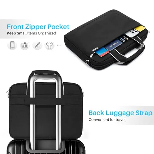 BAFFINA 15.6 16 Inch Laptop Shoulder Bag for Men Women,Waterproof Computer Carrying Case Messenger Bag with Strap,Laptop Briefcase for 14-15-16 Inch MacBook/Chromebook/Notebook Hp Dell Acer Asus,Black