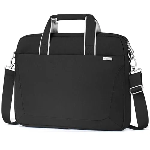 BAFFINA 15.6 16 Inch Laptop Shoulder Bag for Men Women,Waterproof Computer Carrying Case Messenger Bag with Strap,Laptop Briefcase for 14-15-16 Inch MacBook/Chromebook/Notebook Hp Dell Acer Asus,Black