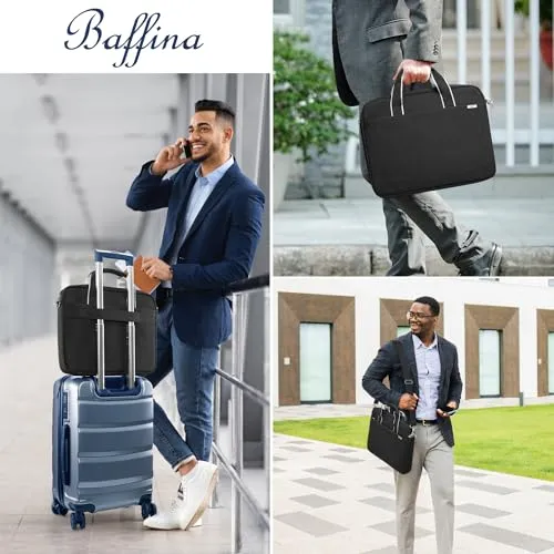 BAFFINA 15.6 16 Inch Laptop Shoulder Bag for Men Women,Waterproof Computer Carrying Case Messenger Bag with Strap,Laptop Briefcase for 14-15-16 Inch MacBook/Chromebook/Notebook Hp Dell Acer Asus,Black