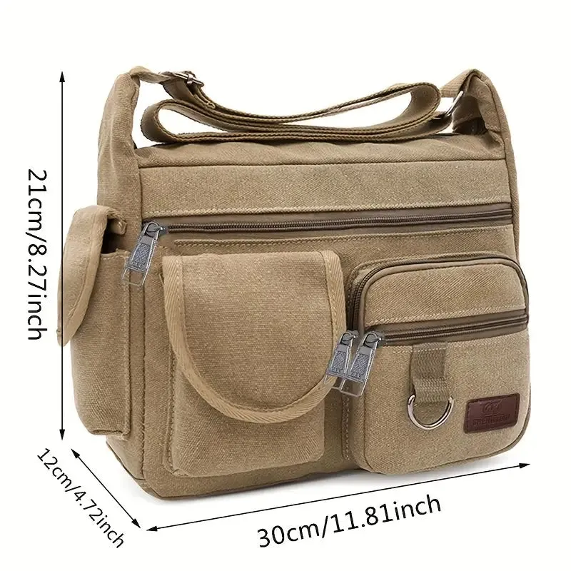 Bags Canvas Large Capacity Shoulder Bag Multi-pocket