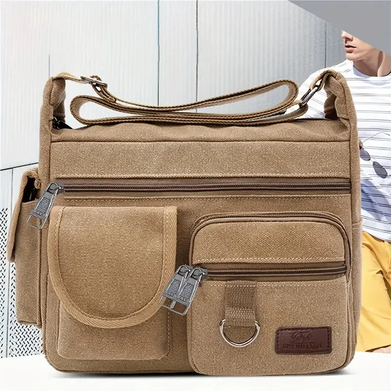 Bags Canvas Large Capacity Shoulder Bag Multi-pocket