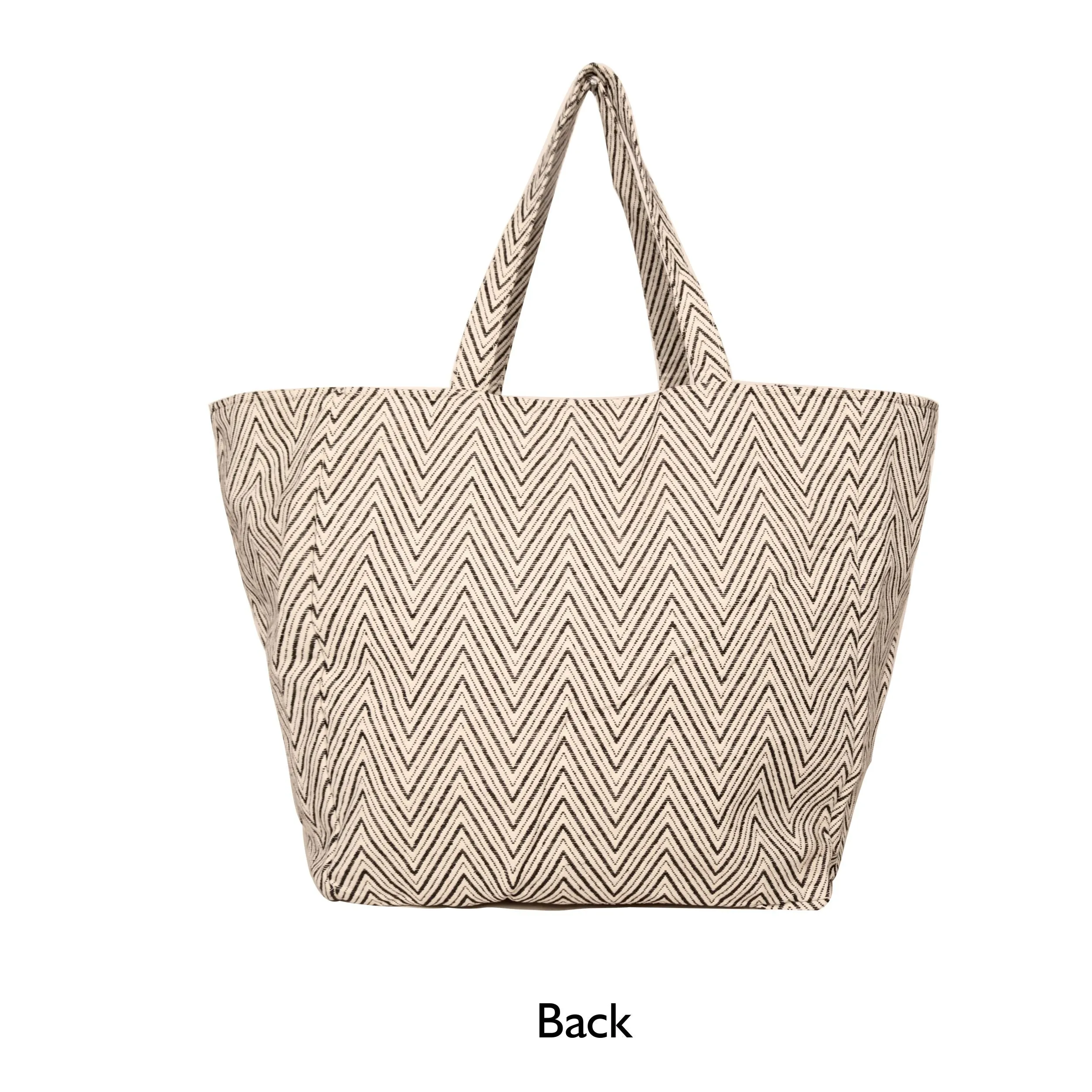 Black Chevron Jacquard Oversized Shopper Bag