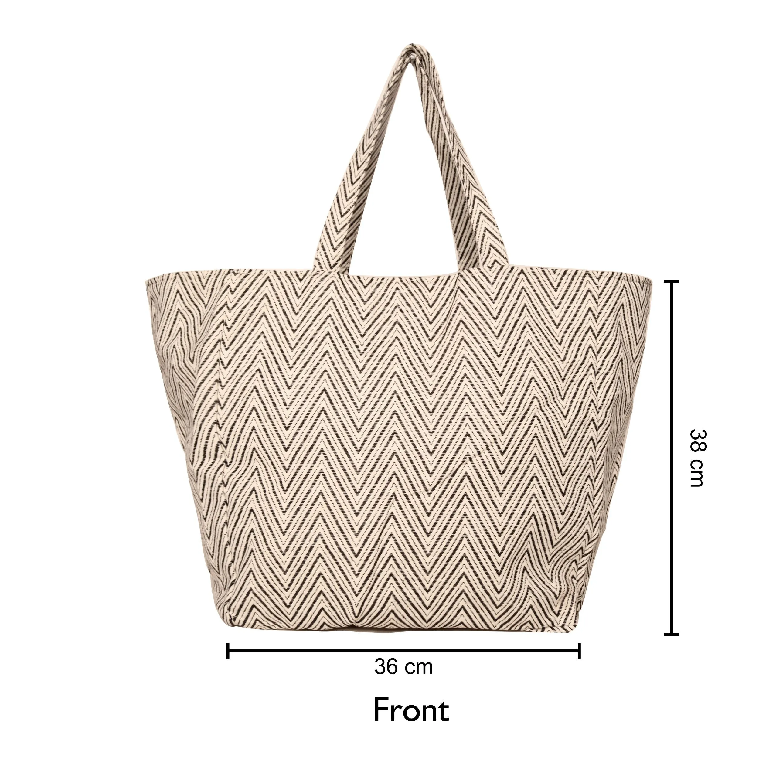 Black Chevron Jacquard Oversized Shopper Bag