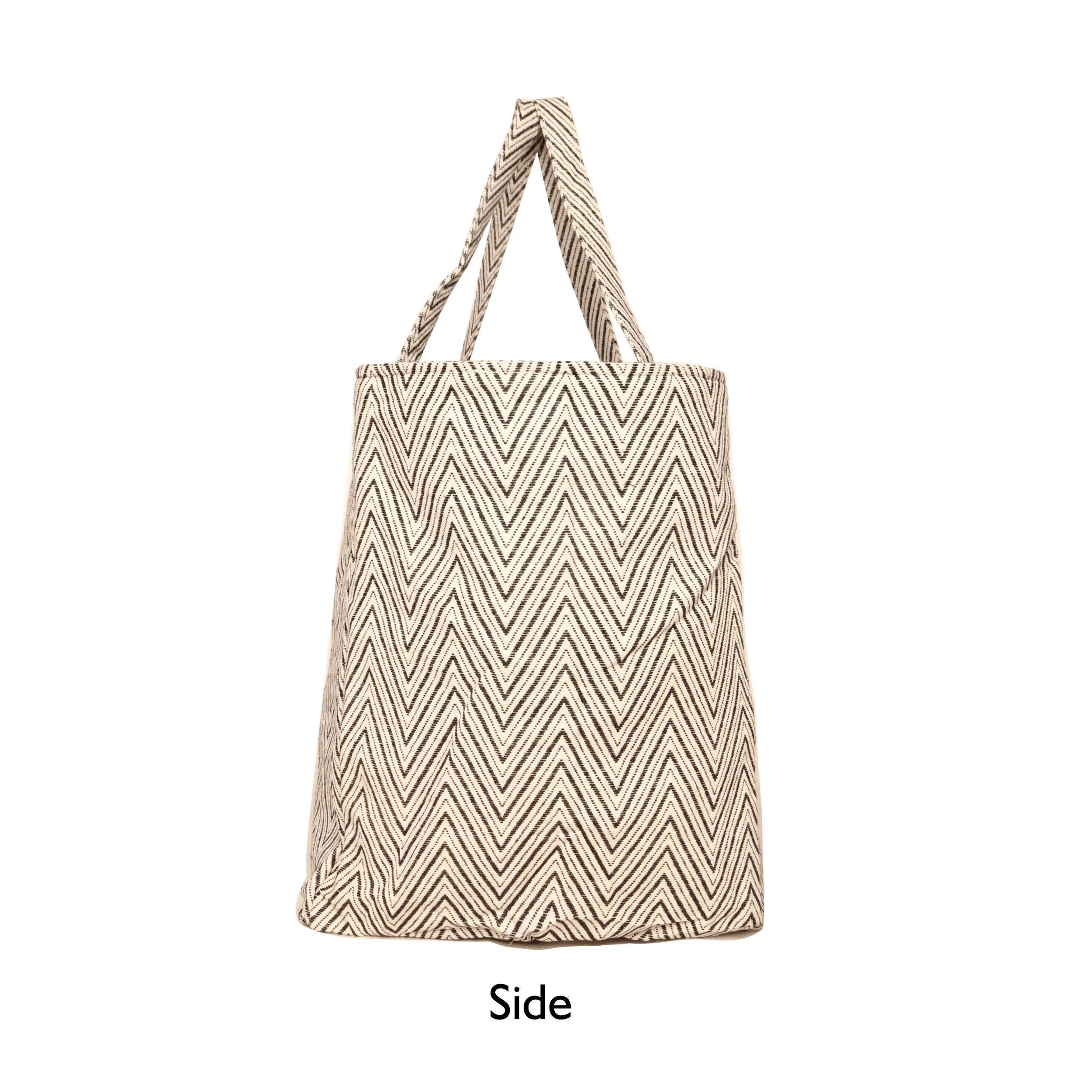 Black Chevron Jacquard Oversized Shopper Bag