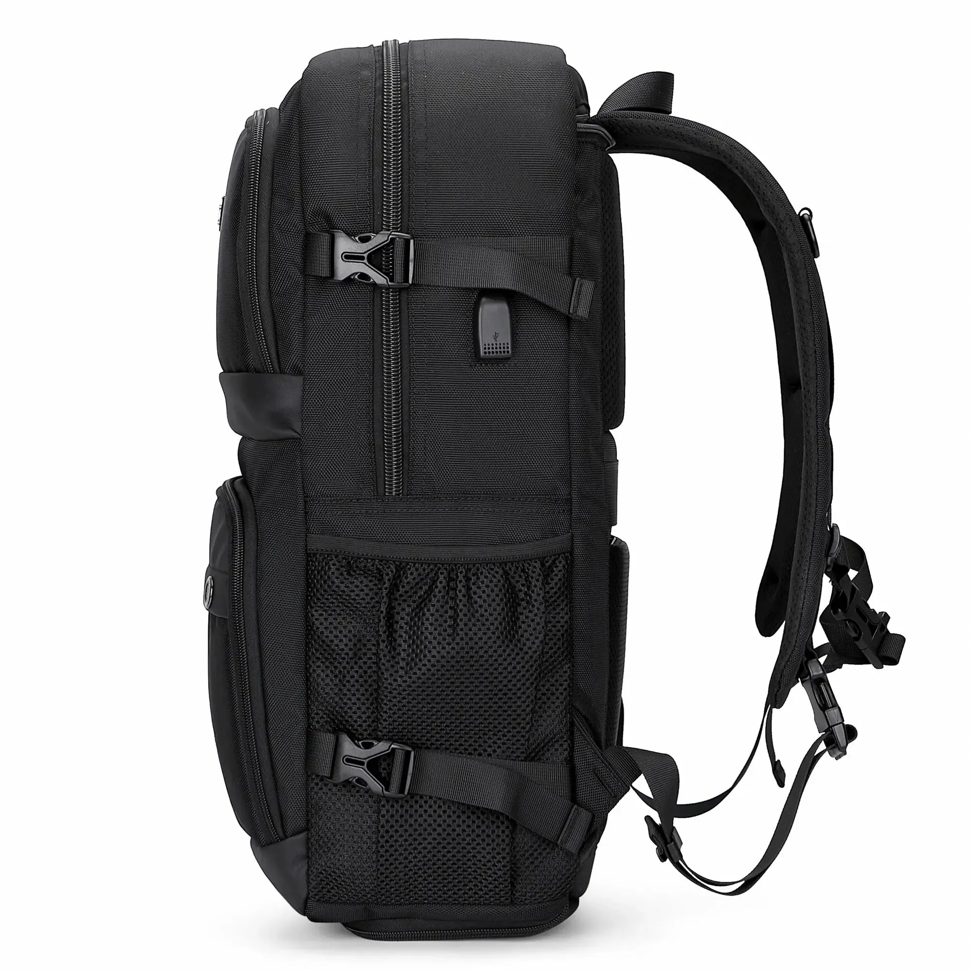 Black Nylon Travel Backpack for Men