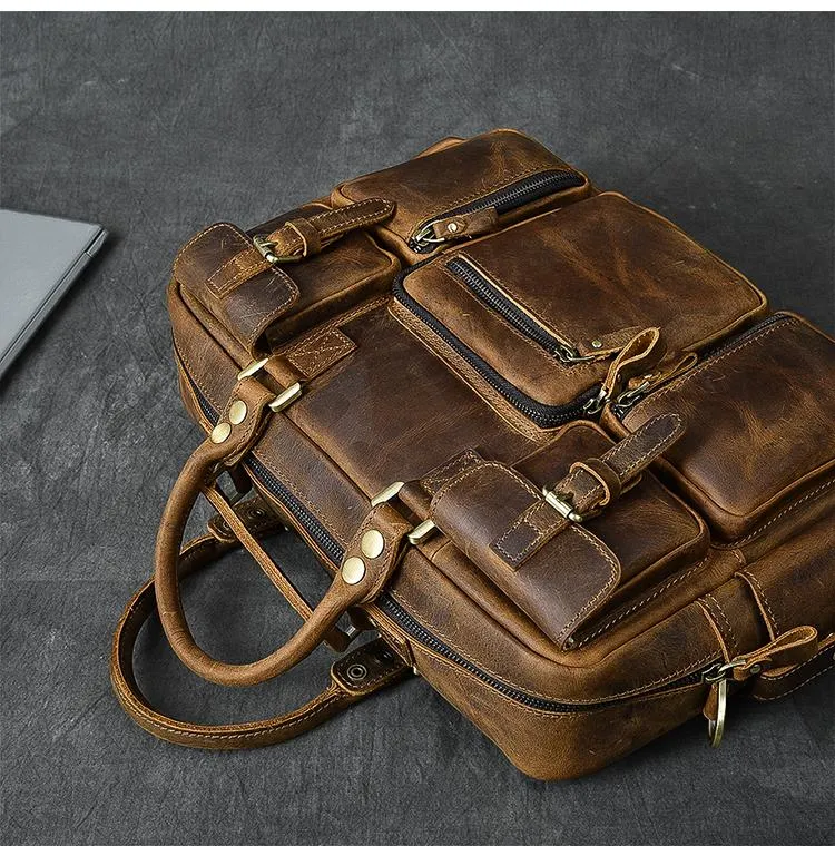 Canvas Leather Mens Womens Dark Coffee Travel Side Bag Messenger Bag Large Shoulder Bag For Men