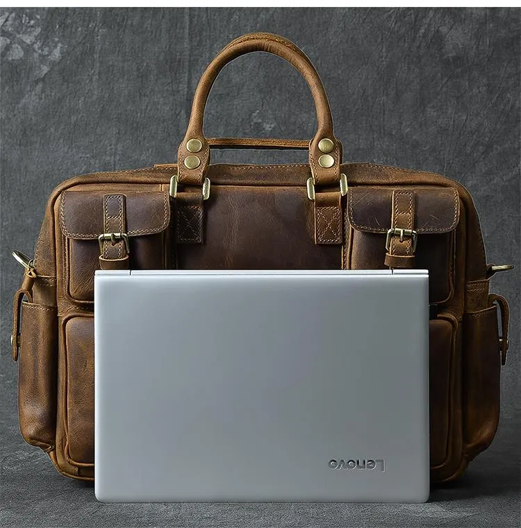 Canvas Leather Mens Womens Dark Coffee Travel Side Bag Messenger Bag Large Shoulder Bag For Men
