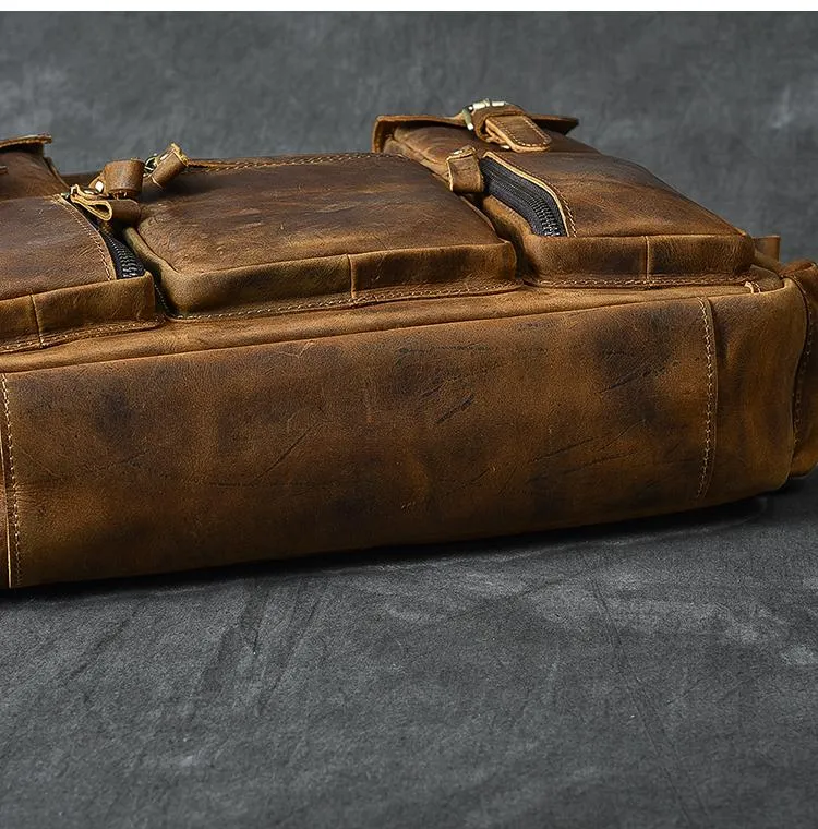 Canvas Leather Mens Womens Dark Coffee Travel Side Bag Messenger Bag Large Shoulder Bag For Men