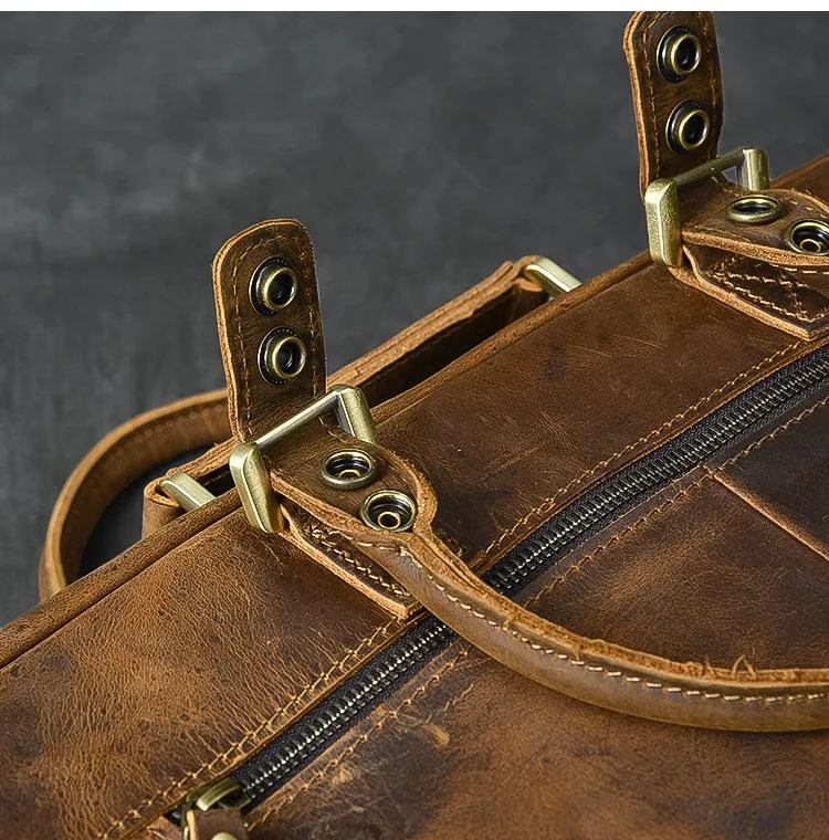 Canvas Leather Mens Womens Dark Coffee Travel Side Bag Messenger Bag Large Shoulder Bag For Men