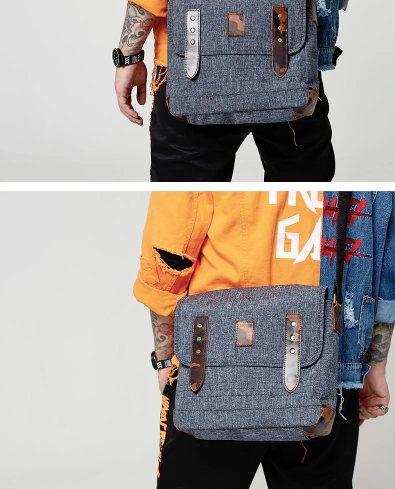 Casual Gray Oxford Cloth Mens Ancient Side Bag Messenger Bags Ancient Red Oxford Cloth Courier Bag for Men