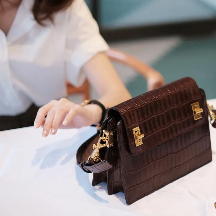 Chic Ladies Brown Leather Crossbody Purse Cross Shoulder Bag