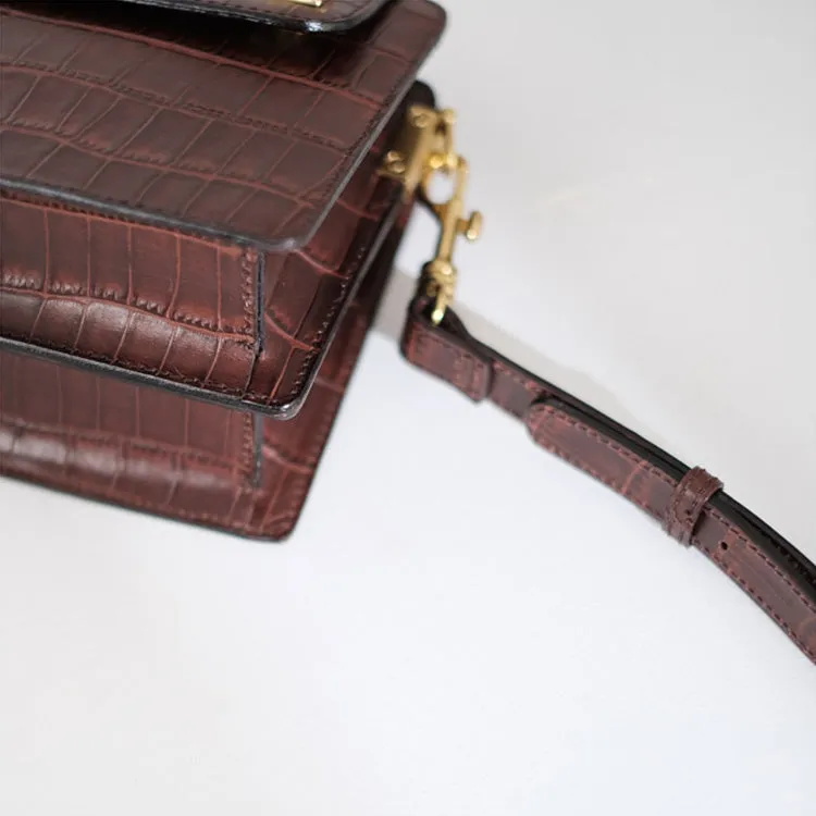 Chic Ladies Brown Leather Crossbody Purse Cross Shoulder Bag