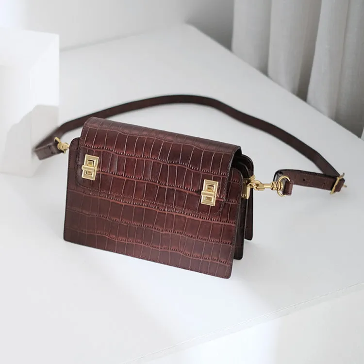 Chic Ladies Brown Leather Crossbody Purse Cross Shoulder Bag