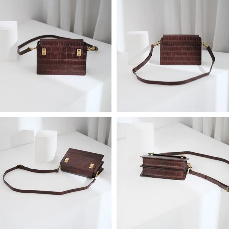 Chic Ladies Brown Leather Crossbody Purse Cross Shoulder Bag
