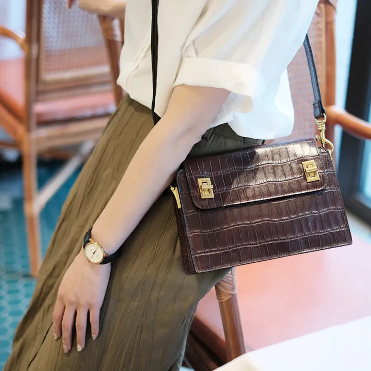 Chic Ladies Brown Leather Crossbody Purse Cross Shoulder Bag