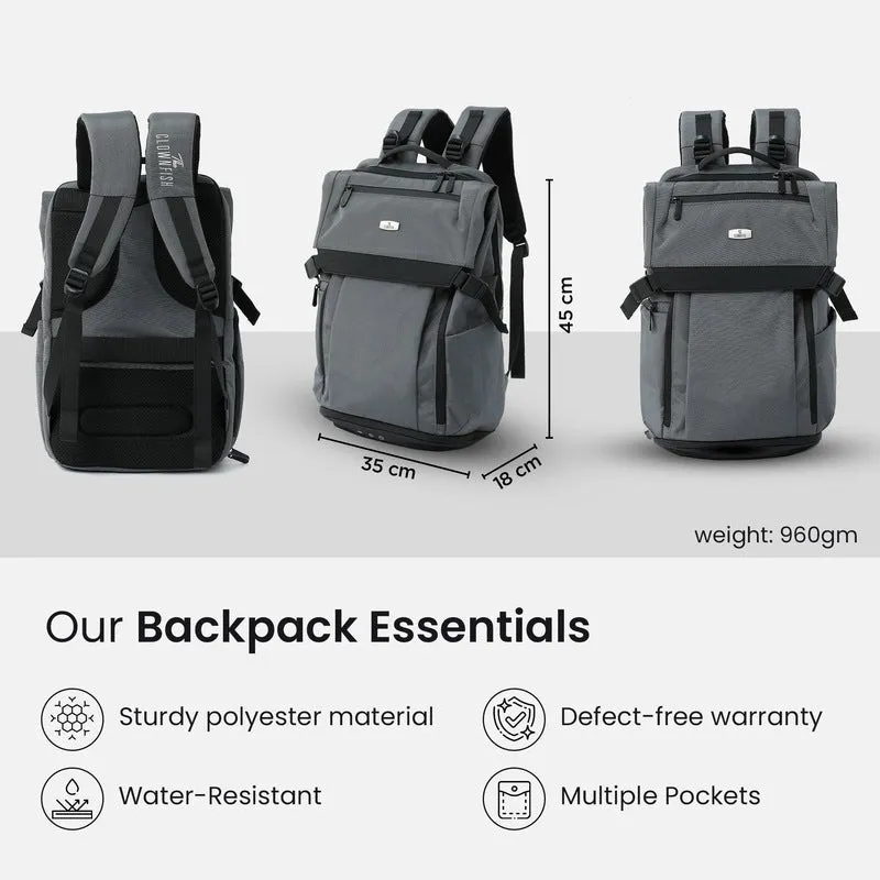 Clownfish Backpack - Versatile Travel & Office Bag | 45x35x18cm | Grey