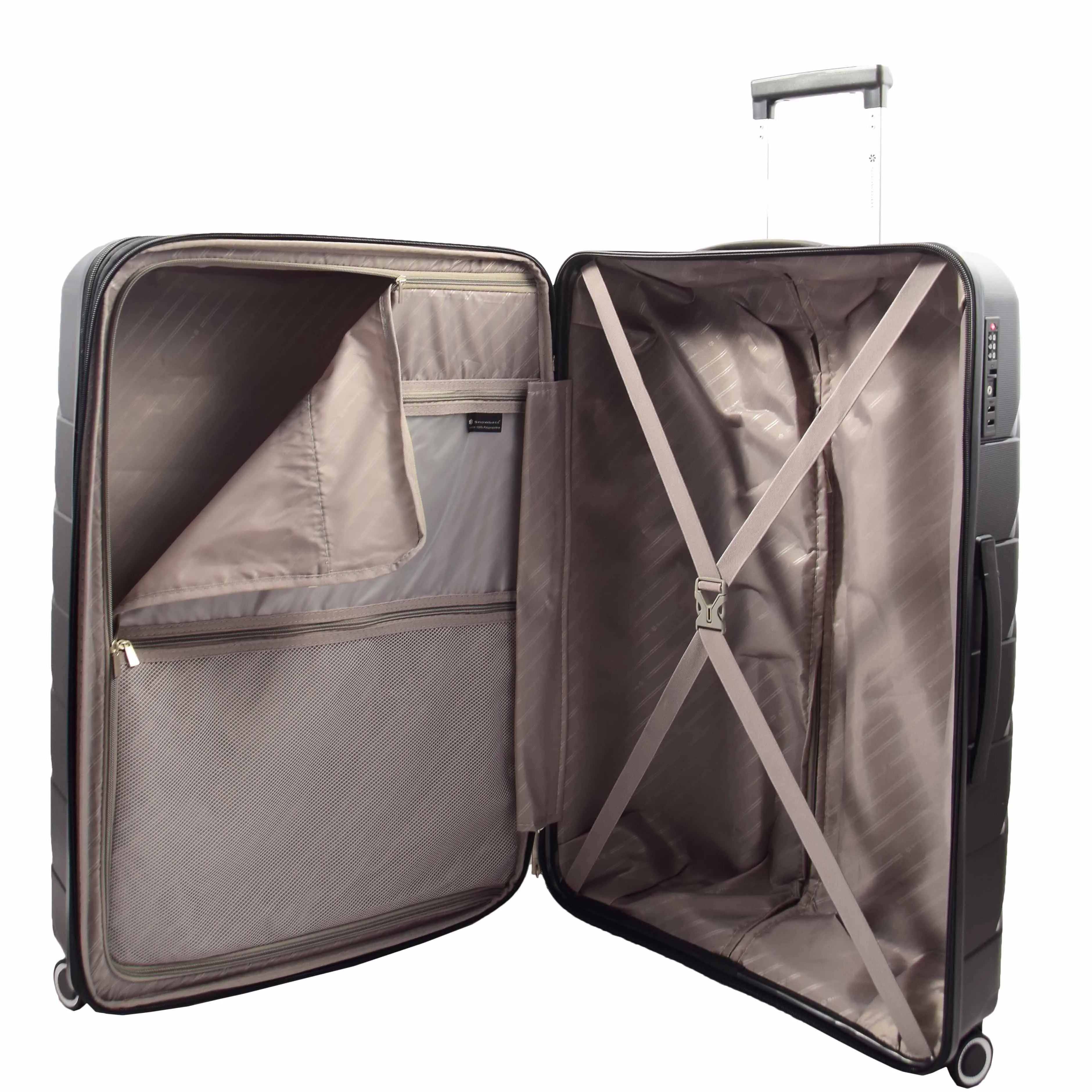 DR553 Expandable Hard Shell Luggage With 8 Spinner Wheels Black
