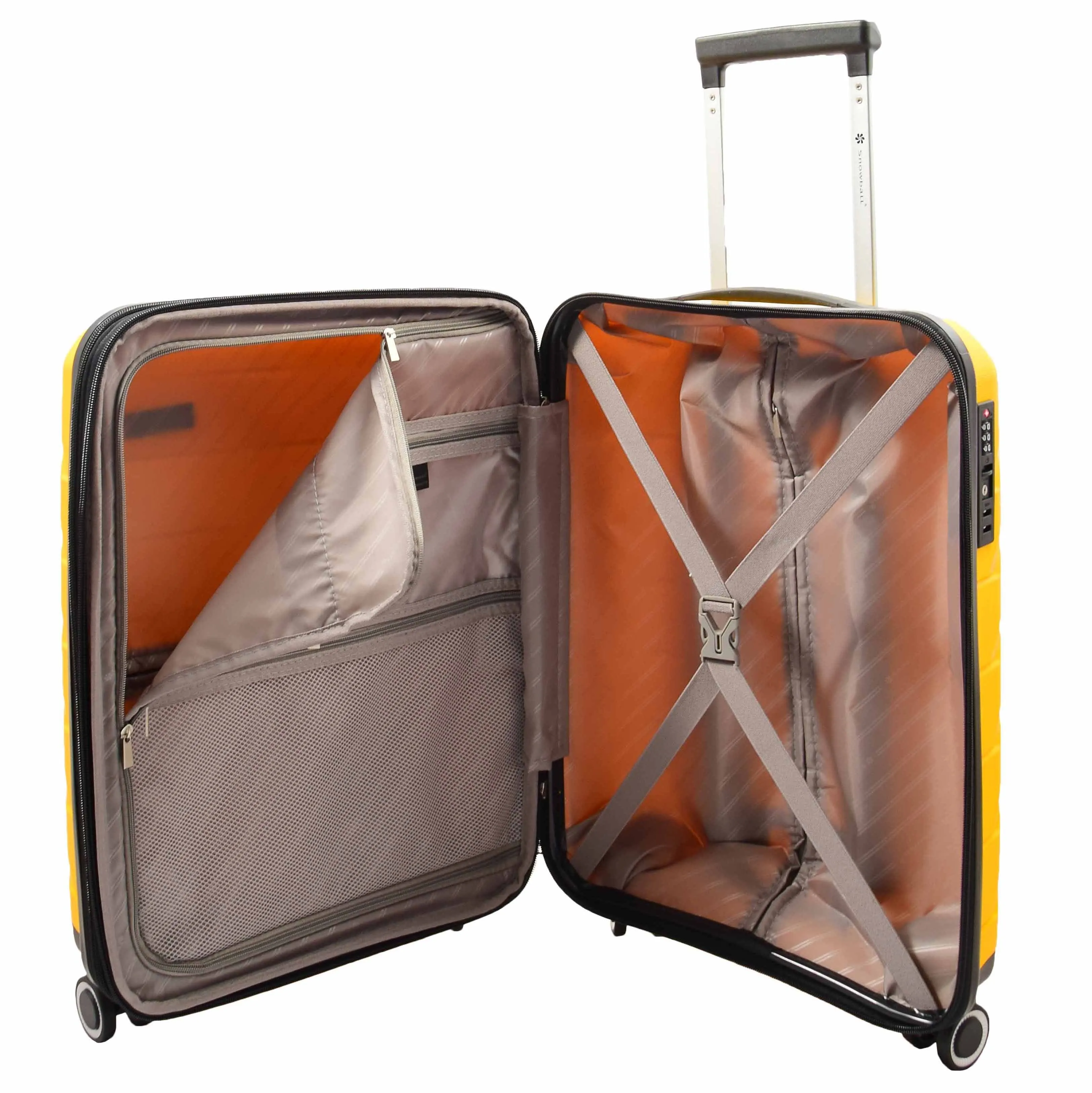 DR553 Expandable Hard Shell Luggage With 8 Spinner Wheels Yellow