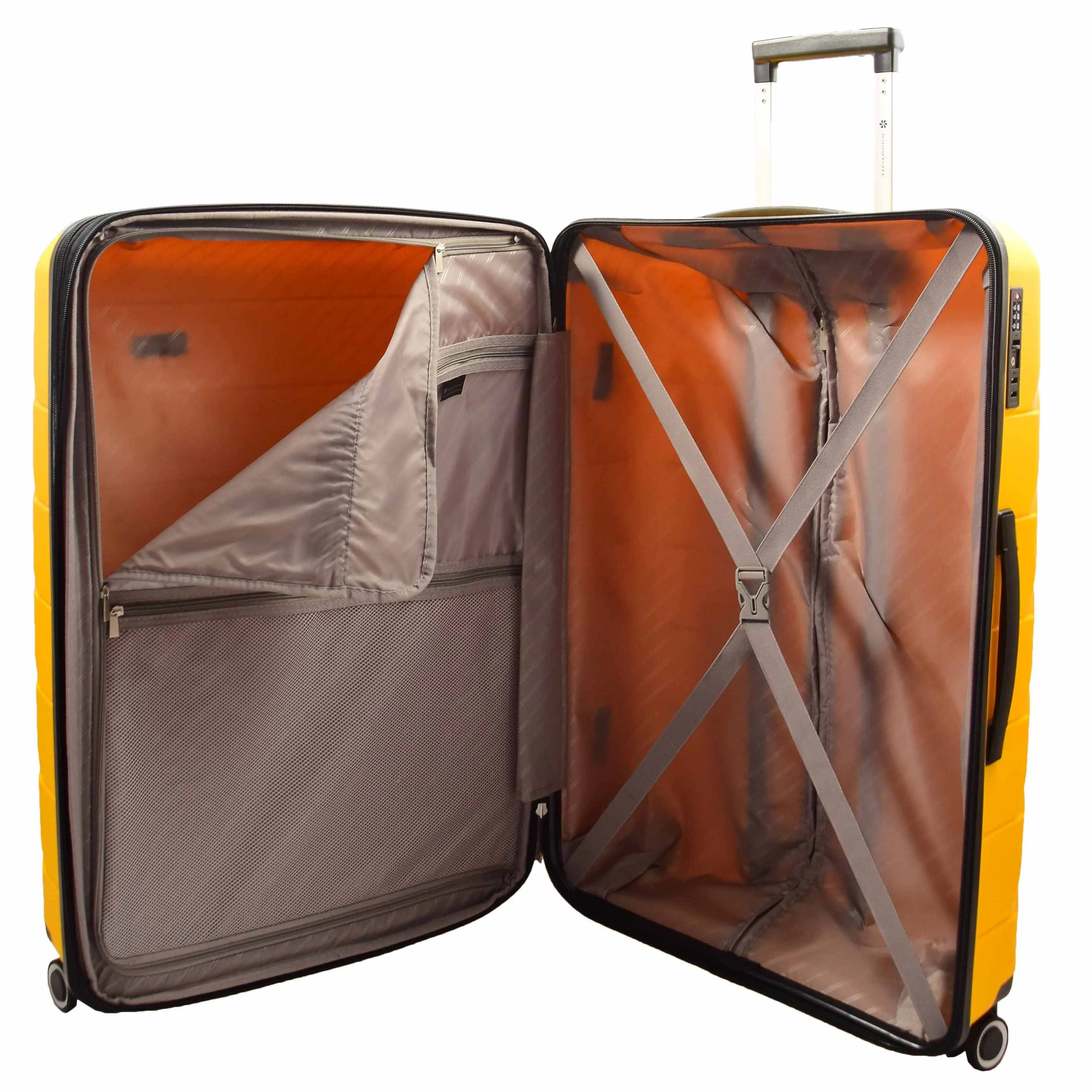 DR553 Expandable Hard Shell Luggage With 8 Spinner Wheels Yellow