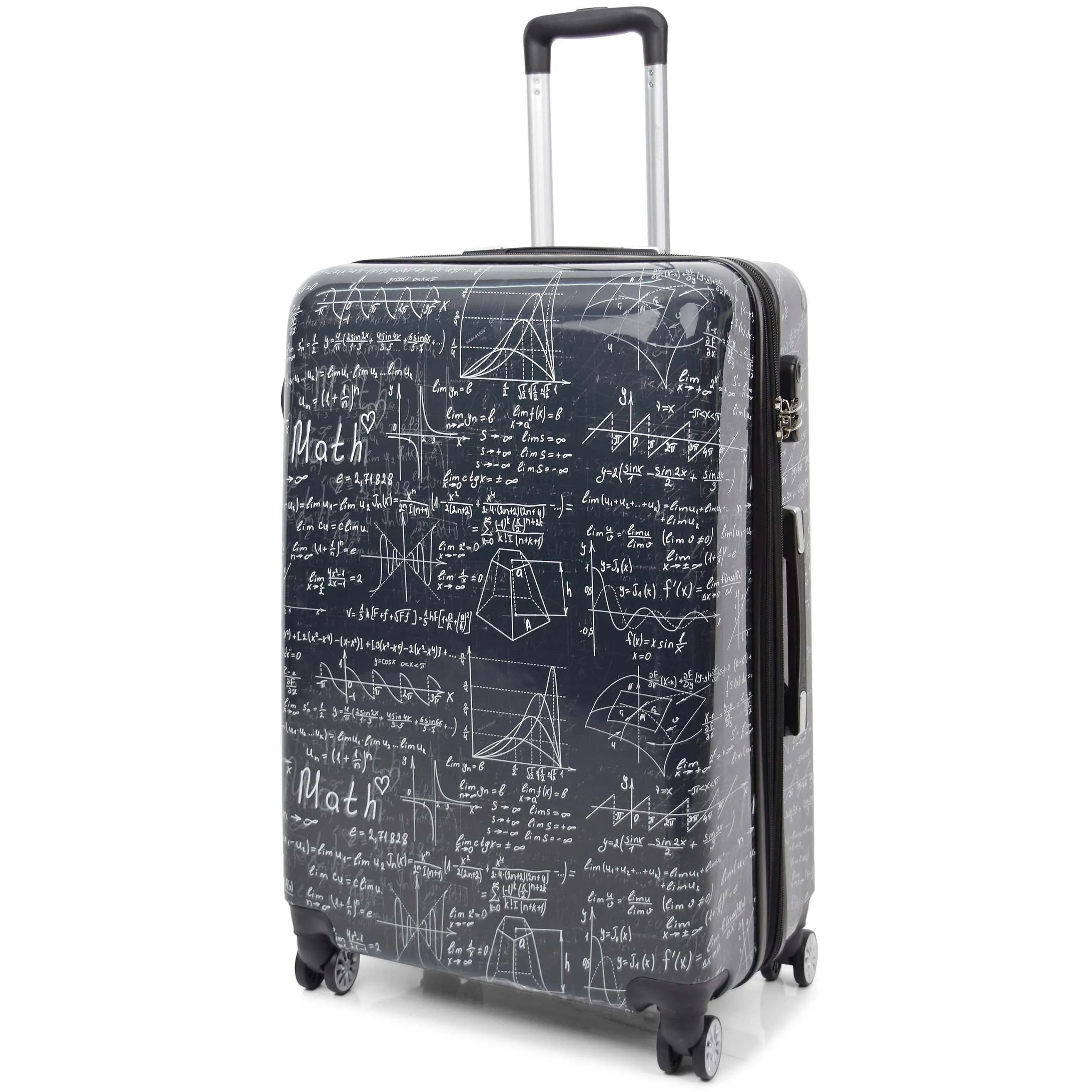 DR569 Expandable Hard Shell Suitcase Four Wheel Luggage Maths Print