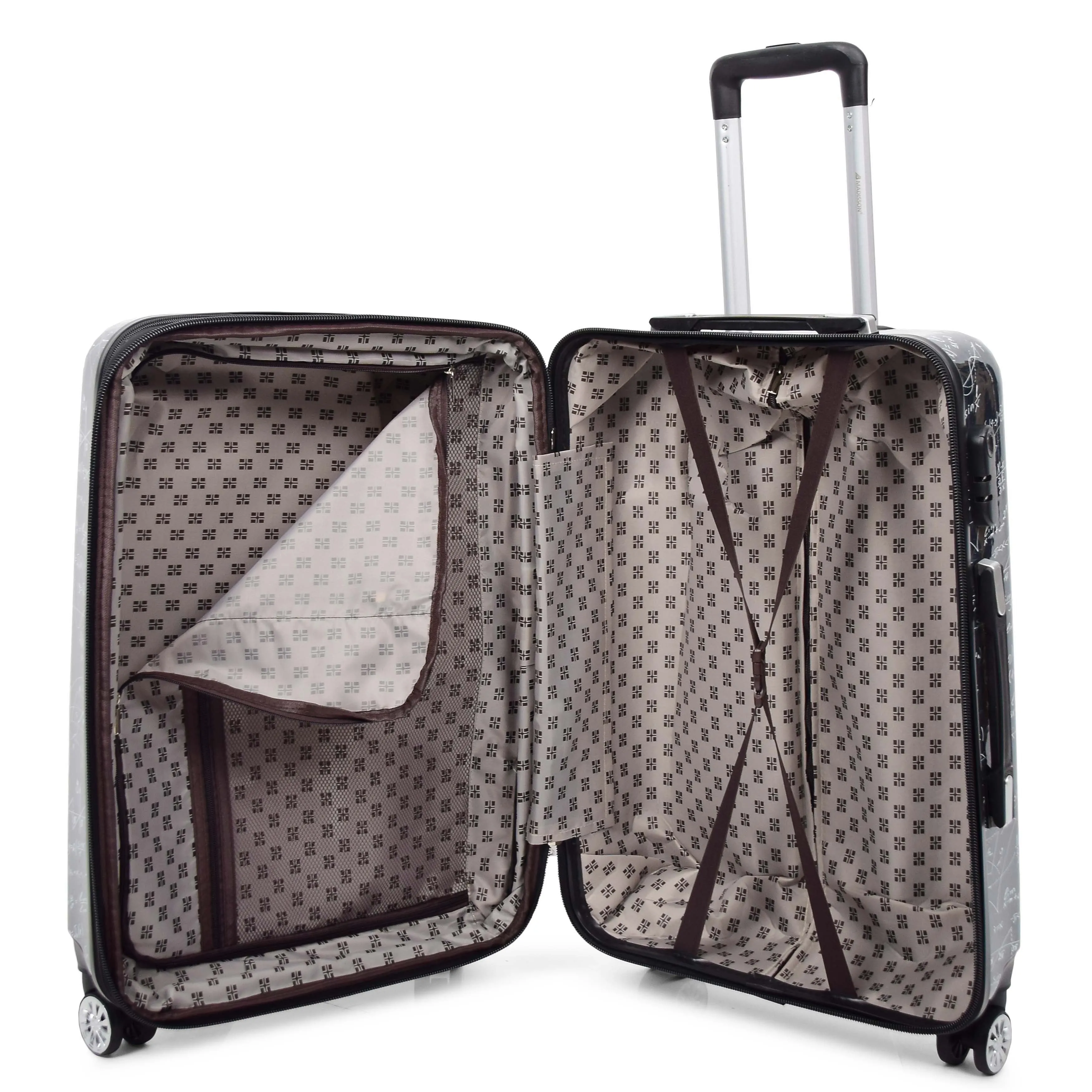 DR569 Expandable Hard Shell Suitcase Four Wheel Luggage Maths Print
