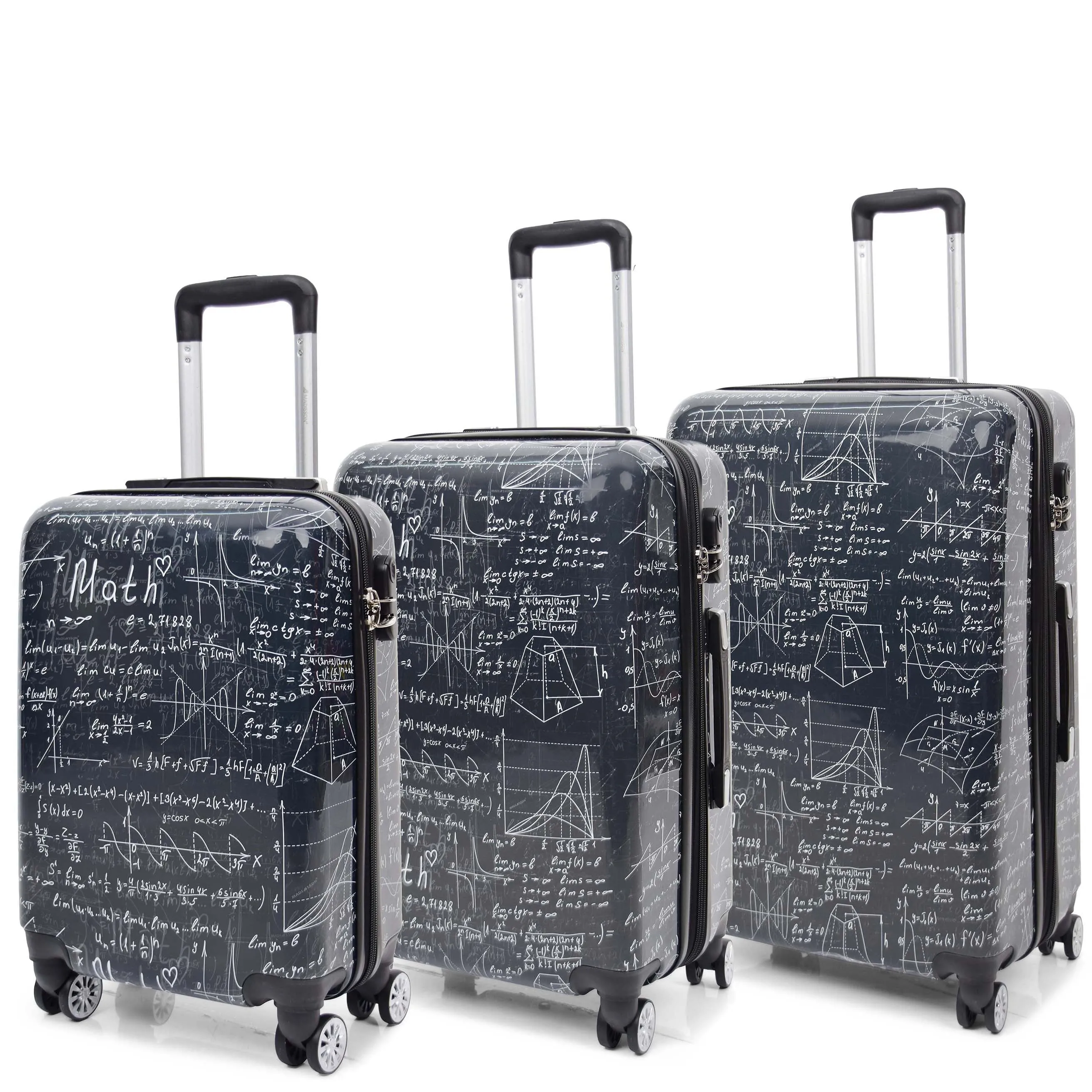 DR569 Expandable Hard Shell Suitcase Four Wheel Luggage Maths Print