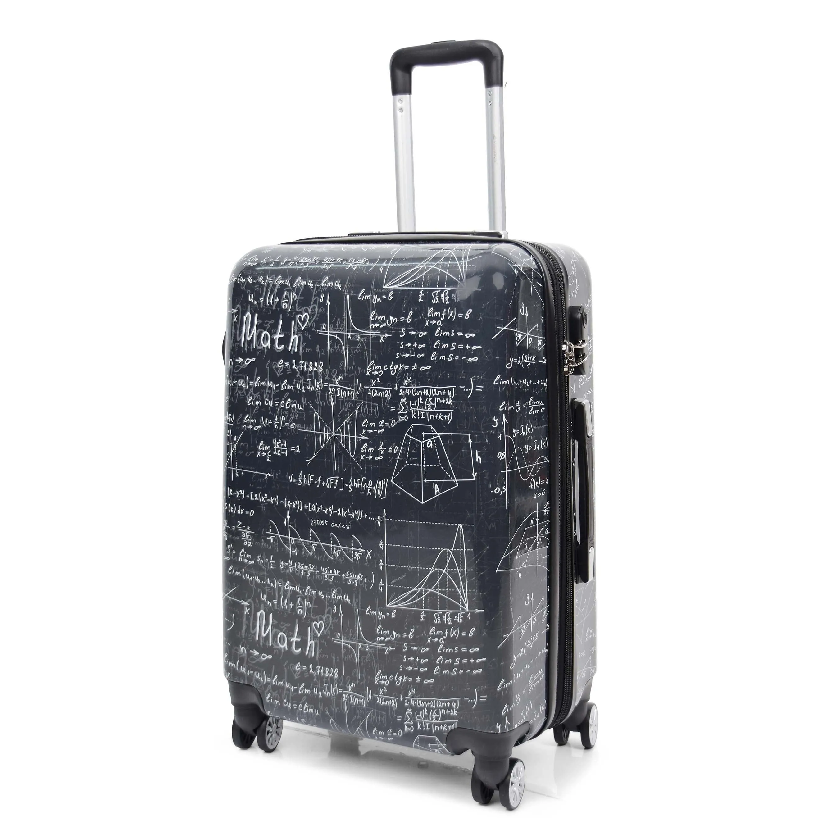 DR569 Expandable Hard Shell Suitcase Four Wheel Luggage Maths Print
