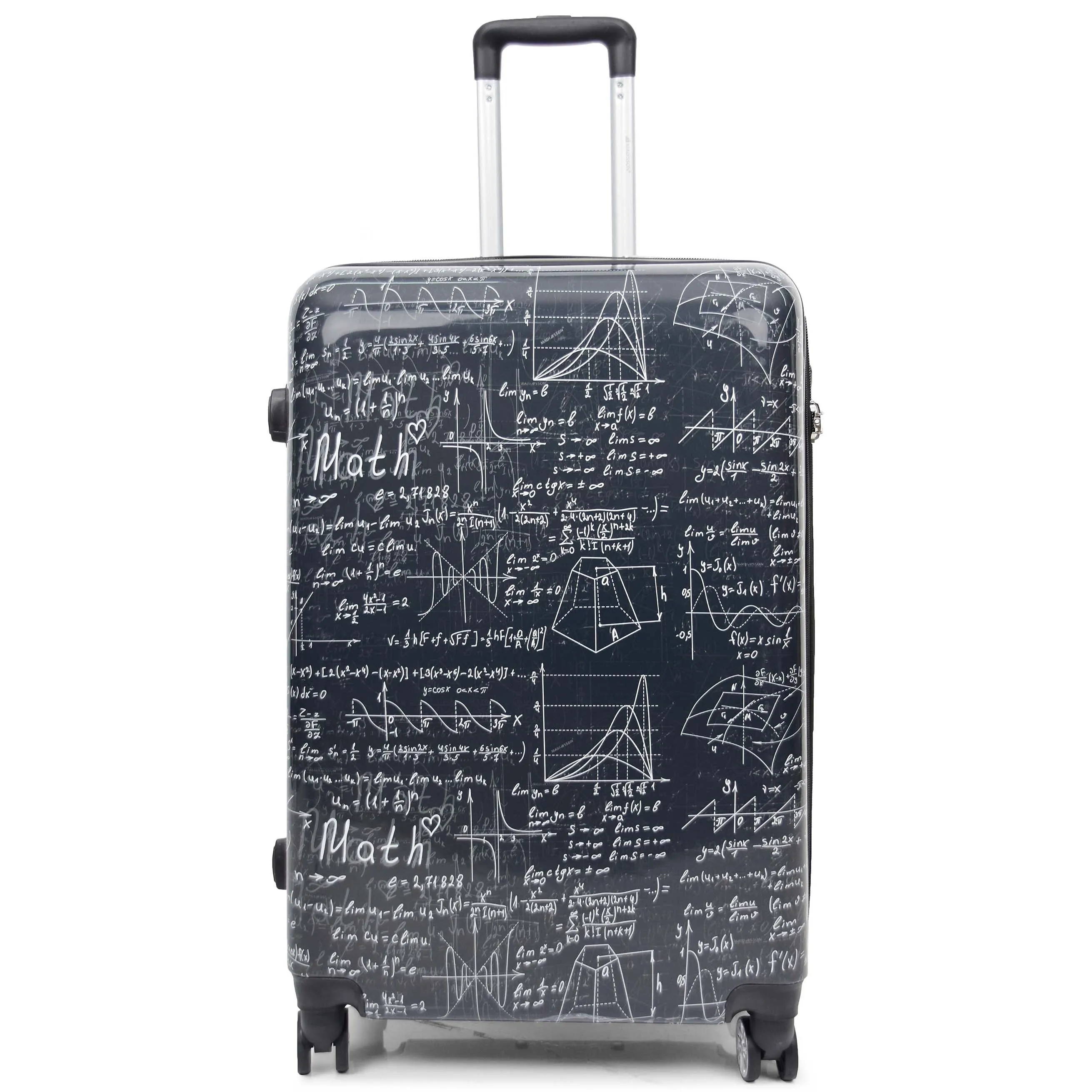 DR569 Expandable Hard Shell Suitcase Four Wheel Luggage Maths Print