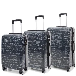 DR569 Expandable Hard Shell Suitcase Four Wheel Luggage Maths Print