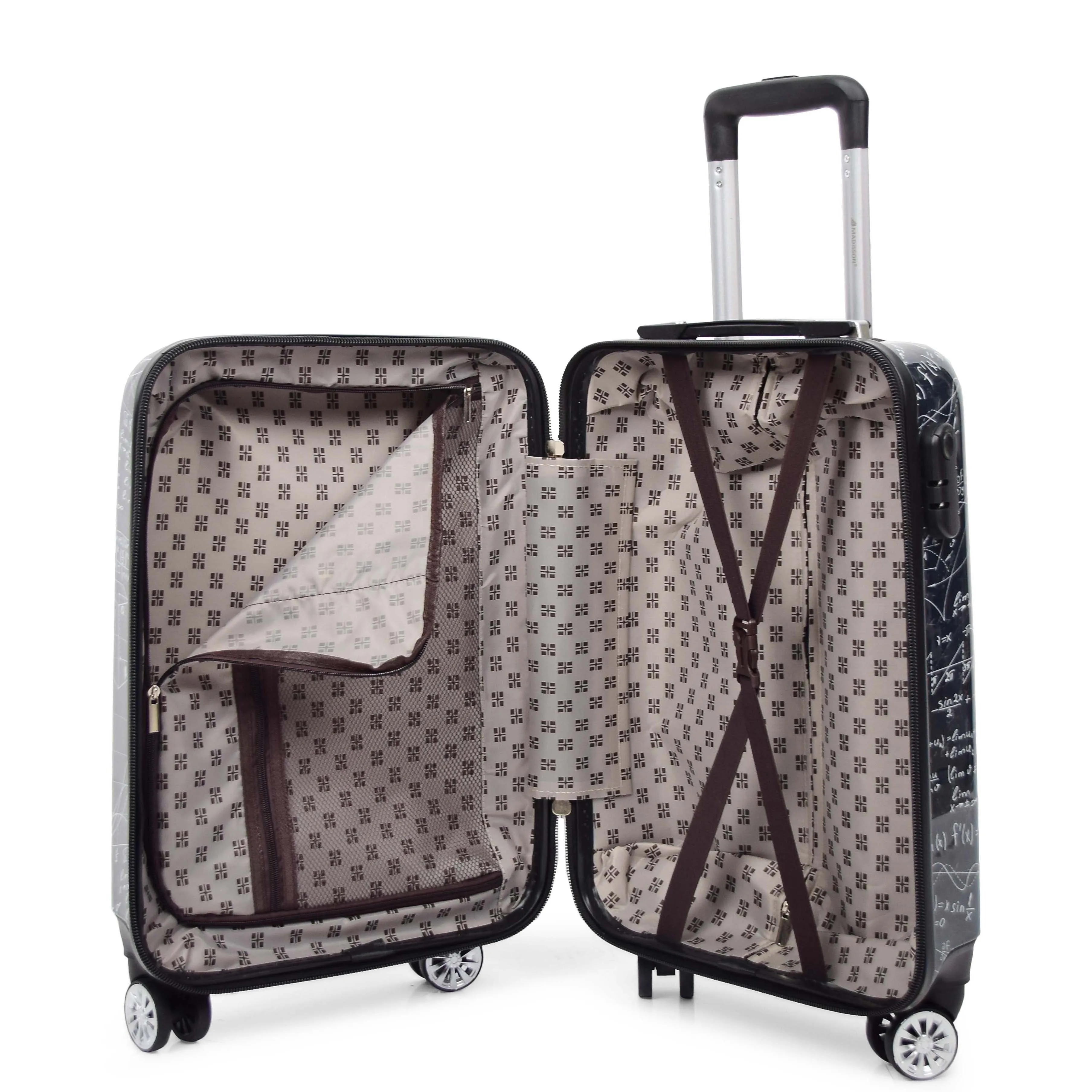 DR569 Expandable Hard Shell Suitcase Four Wheel Luggage Maths Print